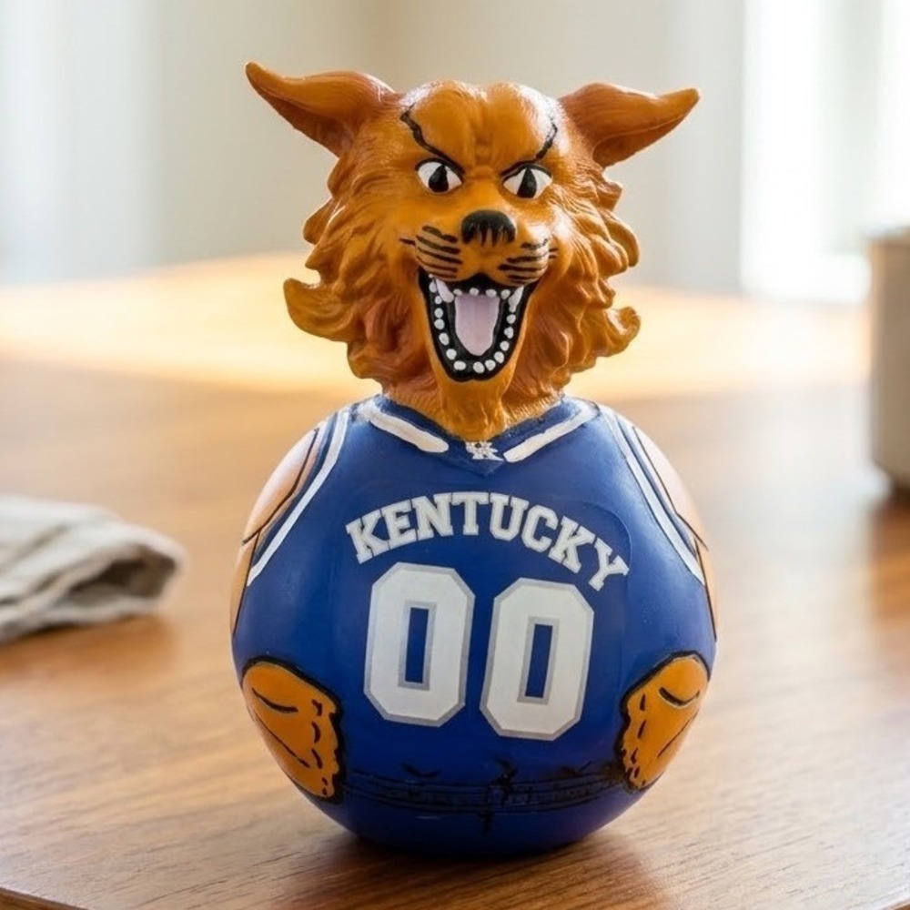 Vintage Kentucky Wildcats Rocker Mascot Figurine Blue Basketball Jersey 3"